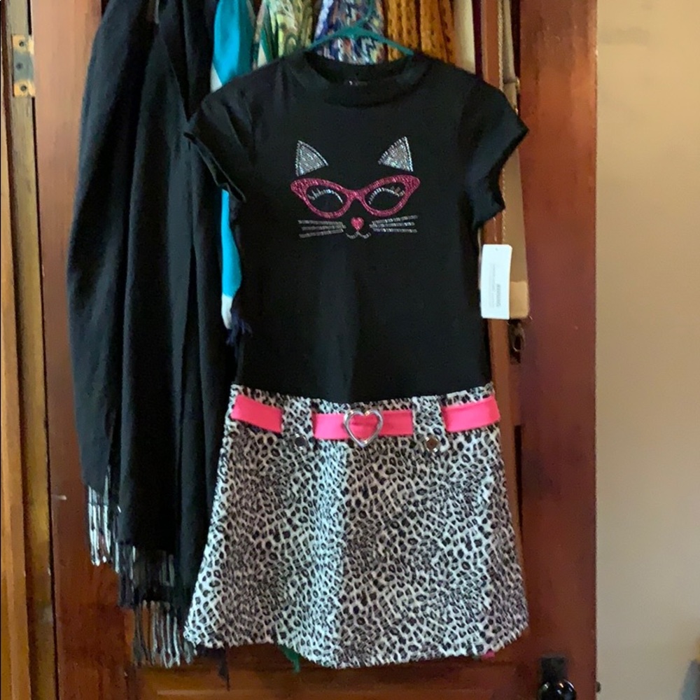 Pink and violet black pink white gray dress